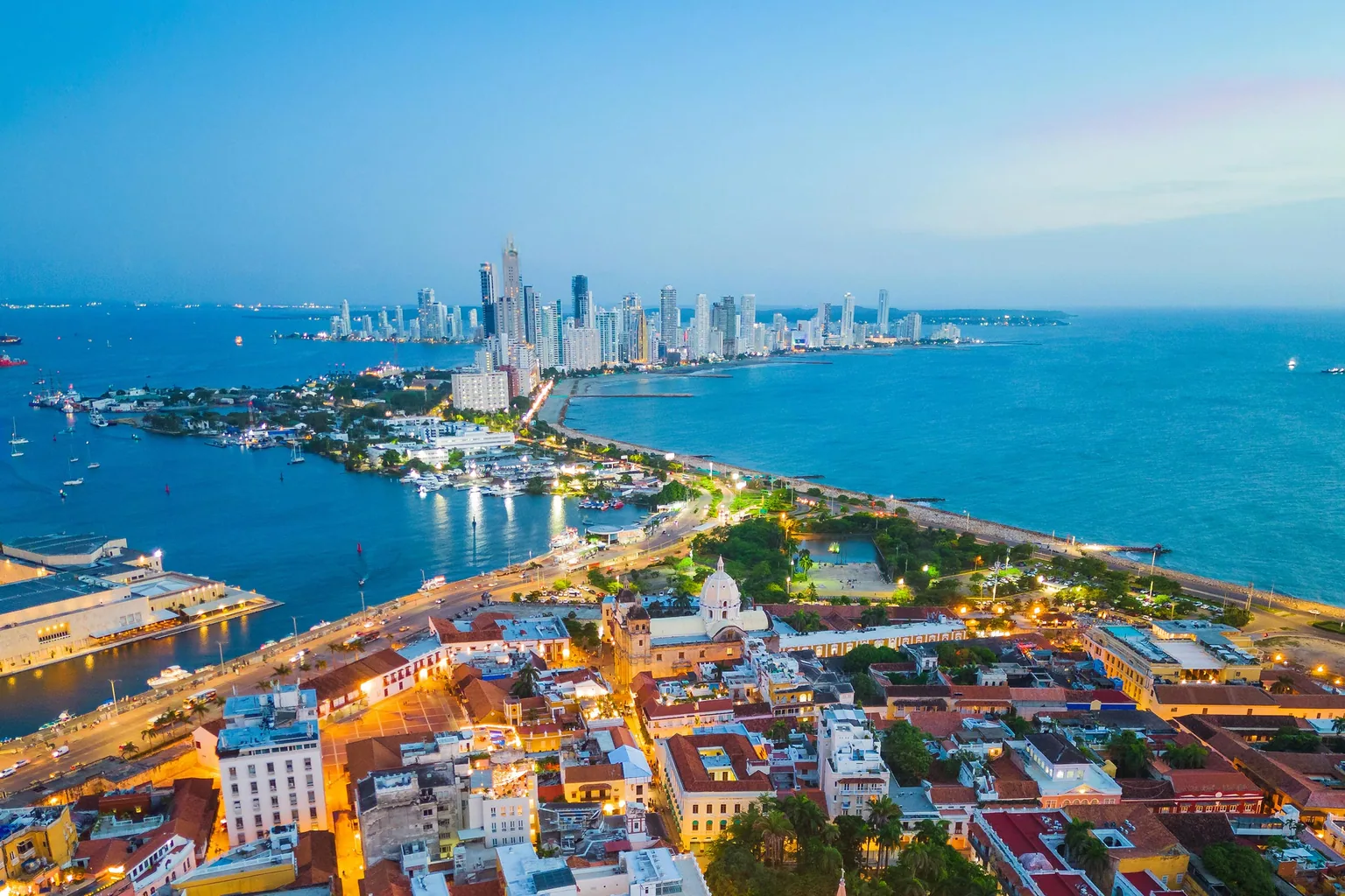 Vista costera de Cartagena de Indias, Colombia.