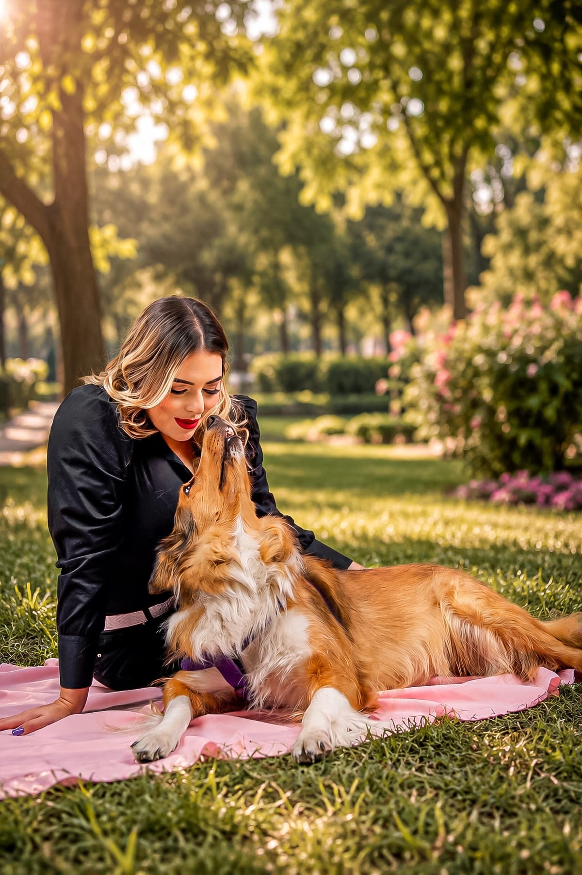 Paula Inspira, psicóloga en Medellín, compartiendo con su perro en un parque