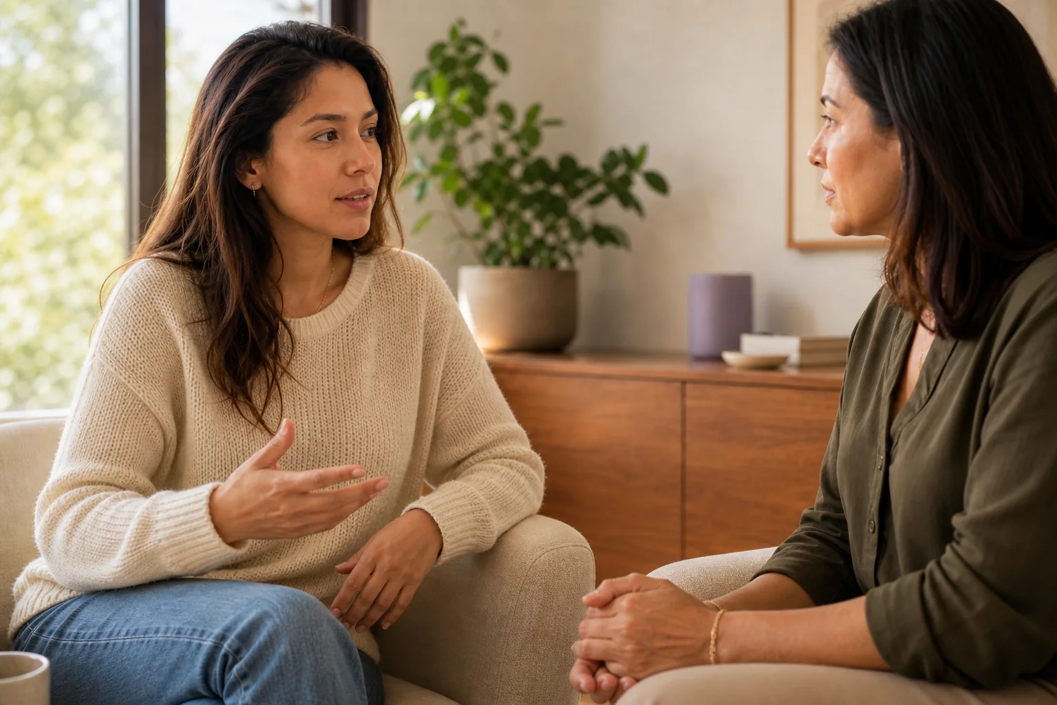 Conversación individual durante un acompañamiento personalizado de coaching.